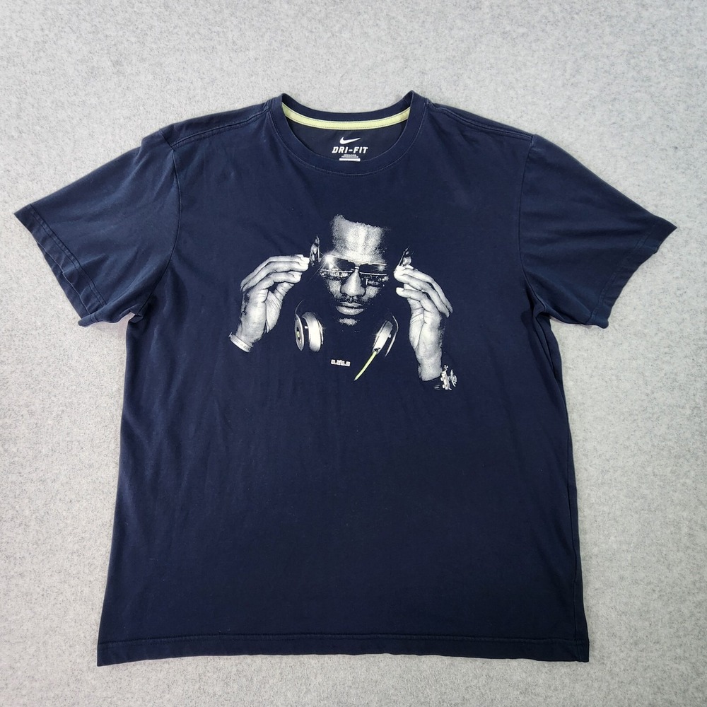 Nike LeBron‎ James Shirt Mens Size XL Black Beats Headphones Dri Fit Tee T-Shirt